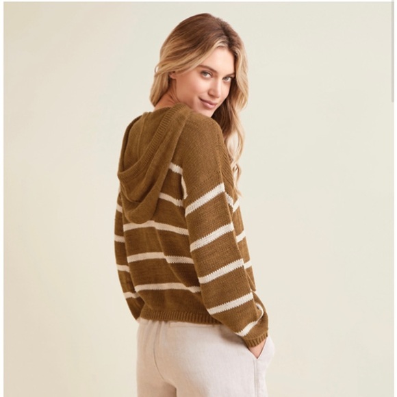 Garnet Hill S Hooded Beach Sweater Chunky Loose Weave
Brown White Stripe - Picture 2 of 7
